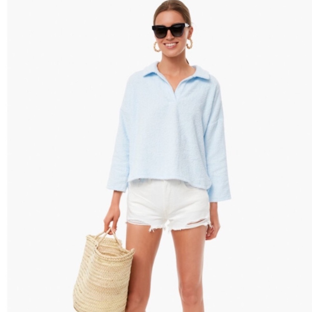 Tuckernuck Pomander Place Terry Cotton Collared Light Blue Pullover NWT Size XS - Picture 12 of 12